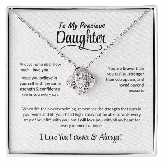 To My Precious Daughter ~ Love Knot Necklace