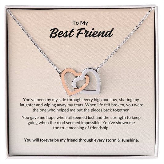 To My Best Friend ~ Interlocking Hearts Necklace