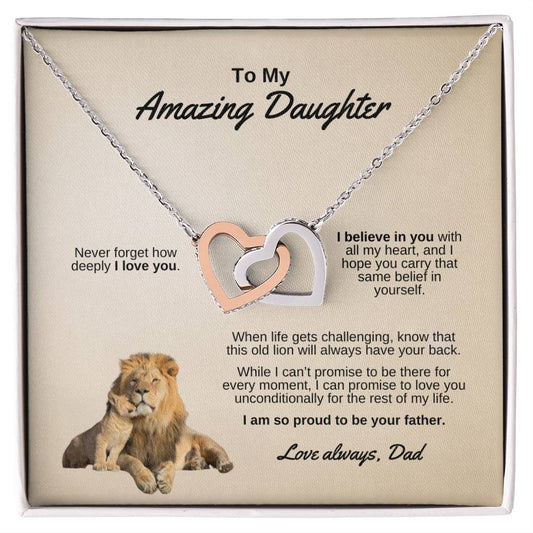 To My Amazing Daughter ~ Interlocking Hearts Necklace